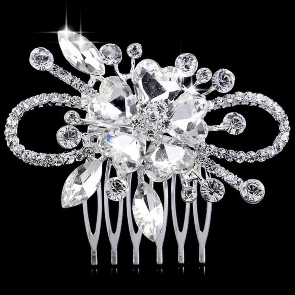 Bridal Tiara Crystal Hair Bow Comb